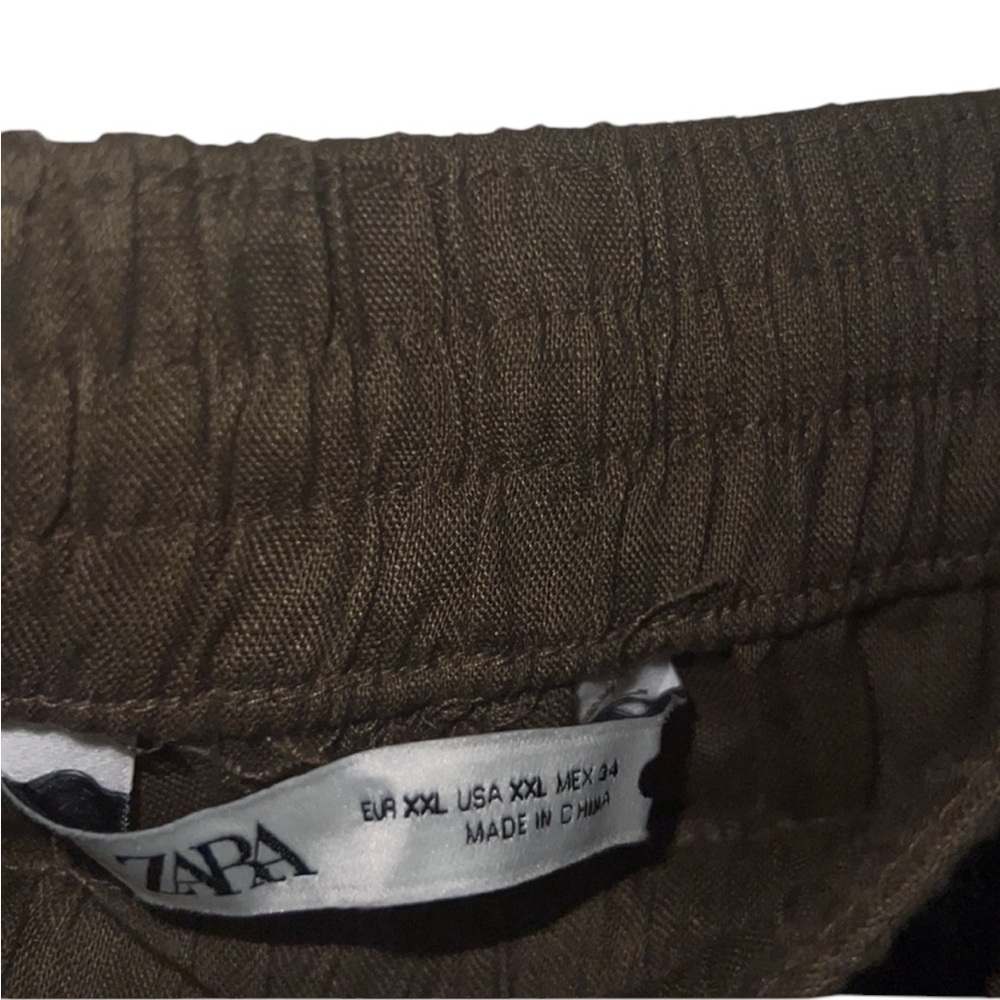 Zara Linen Straight Leg Pants Size XXL | Drawstring Waist - Picture 5 of 15